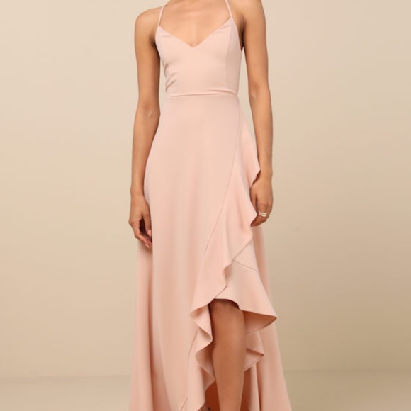 Lulus Caryl Light Blush Ruffled Tulip High-low Maxi Dress Pink - Size S - Picture 1 of 1